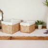 Panier de rangement avec poignées et doublure tissu (lot de 2)