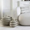 Panier de rangement déco forme ronde avec couvercle (lot de 2)