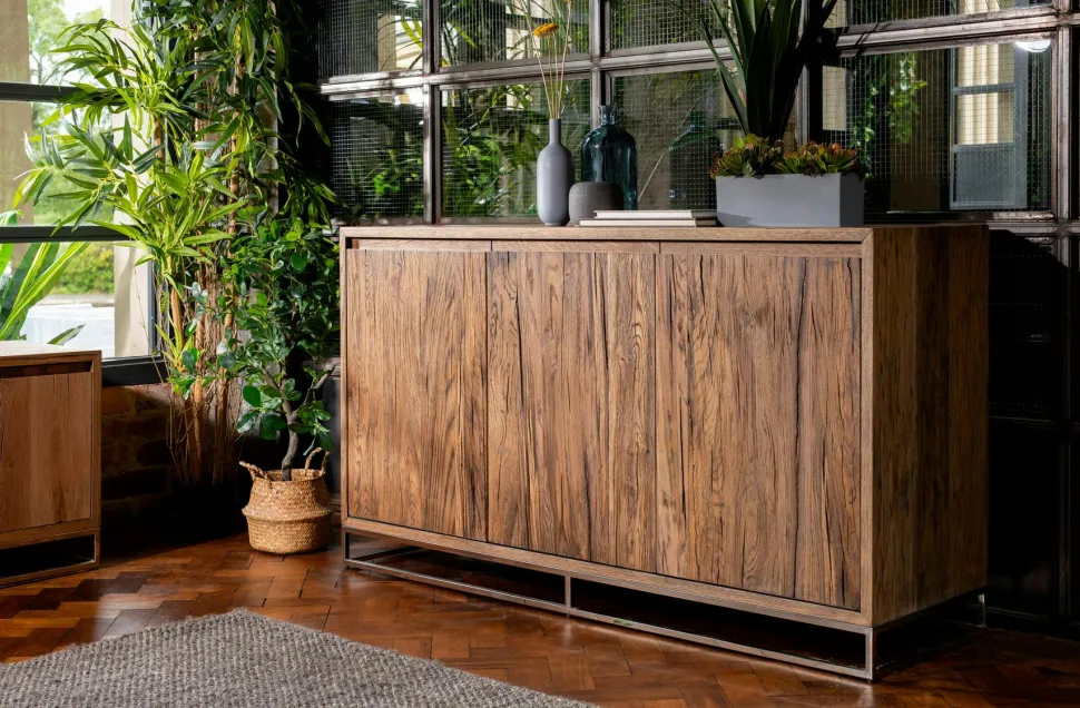 Petit buffet moderne chêne acier RIVERSIDE