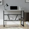 Petit bureau moderne noir avec plateau blanc JENA
