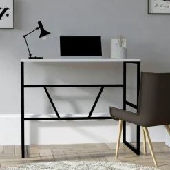 Petit bureau moderne noir avec plateau blanc JENA