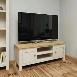 Petit meuble TV en bois finition gris clair BATH