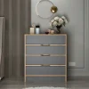 Petite commode moderne 4 tiroirs effet noyer & gris BYRON