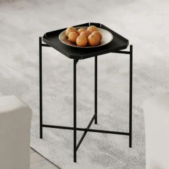 Petite table d’appoint noire - structure ronde, métal SFAX