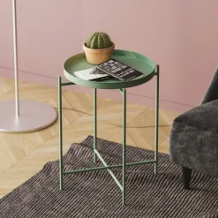 Petite table d’appoint noire - structure ronde, métal SFAX