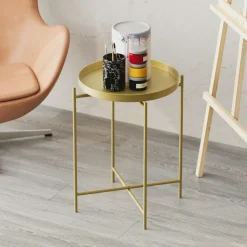 Petite table d’appoint noire - structure ronde, métal SFAX