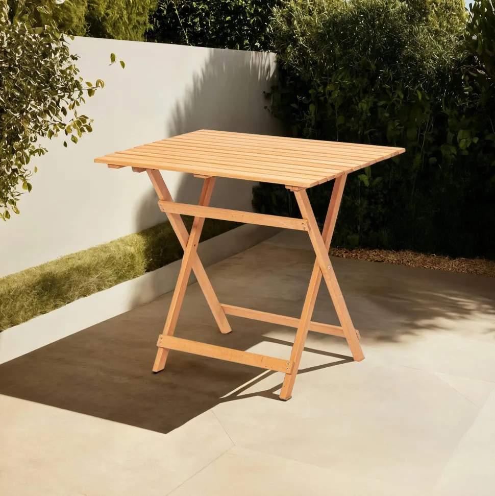 Petite table de jardin pliante en bois 50 cm SORA
