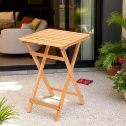 Petite table de jardin pliante en bois 50 cm SORA