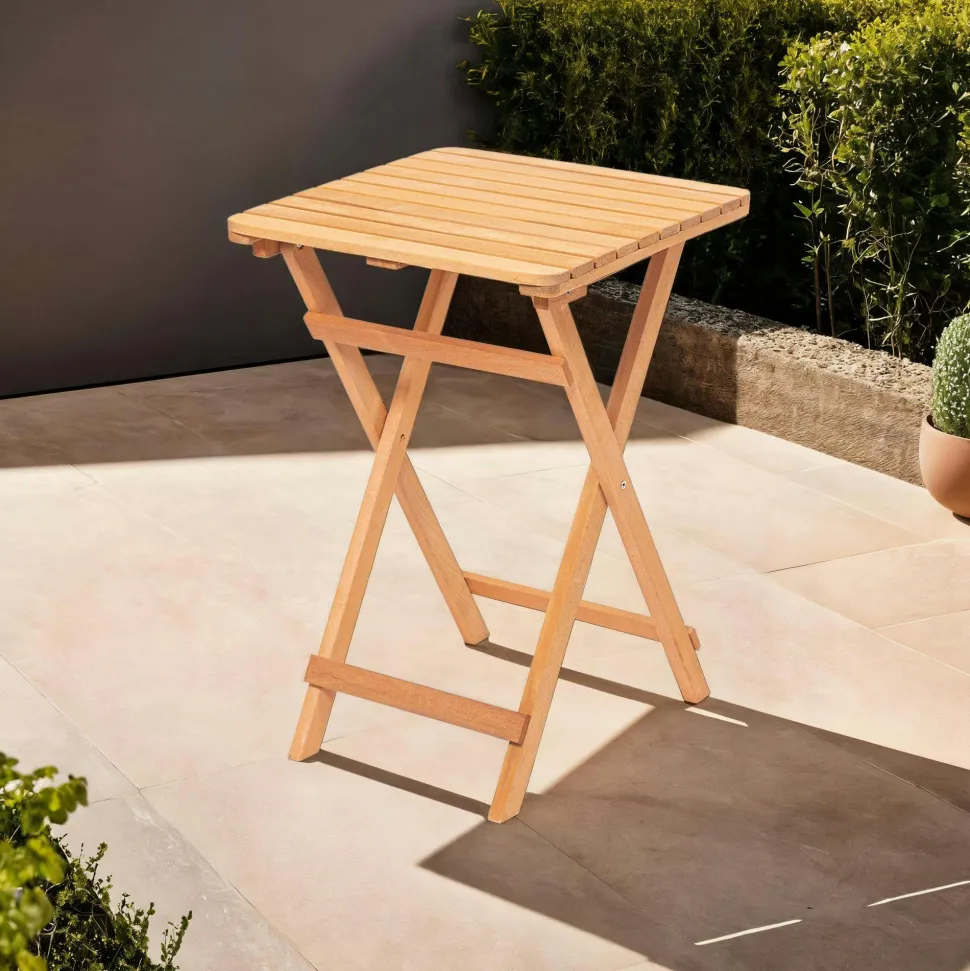 Petite table de jardin pliante en bois 60 cm SORA