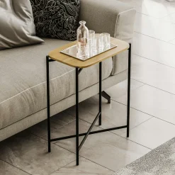 Petite table en bois carrée - structure métal noir JENA