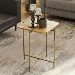 Petite table en bois carrée - structure métal noir JENA