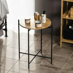 Petite table en bois carrée - structure métal noir JENA