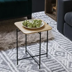 Petite table en bois ronde - structure métal noir JENA