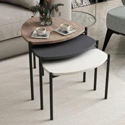 Petite table gigogne moderne effet noyer (lot de 3) JENA