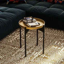 Petite table ronde noire design & plateau assorti SFAX