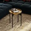 Petite table ronde noire design & plateau doré SFAX