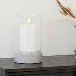 Photophore verre et ciment - forme cylindrique, design minimaliste gris