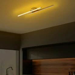 Plafonnier design LED - 2 barres métal doré VIESTE