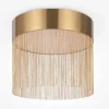 Plafonnier moderne rond – franges dorées & LED AMOS