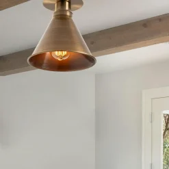 Plafonnier vintage – forme conique, finition cuivrée URLA
