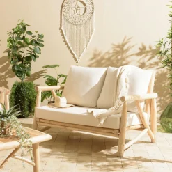 Porte-serviette sur pieds 2 rondins teck naturel MANAK