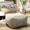 Pouf carré en velours côtelé gris perle TIM