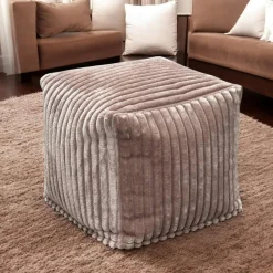 Pouf carré velours grosses côtes camel VISBY