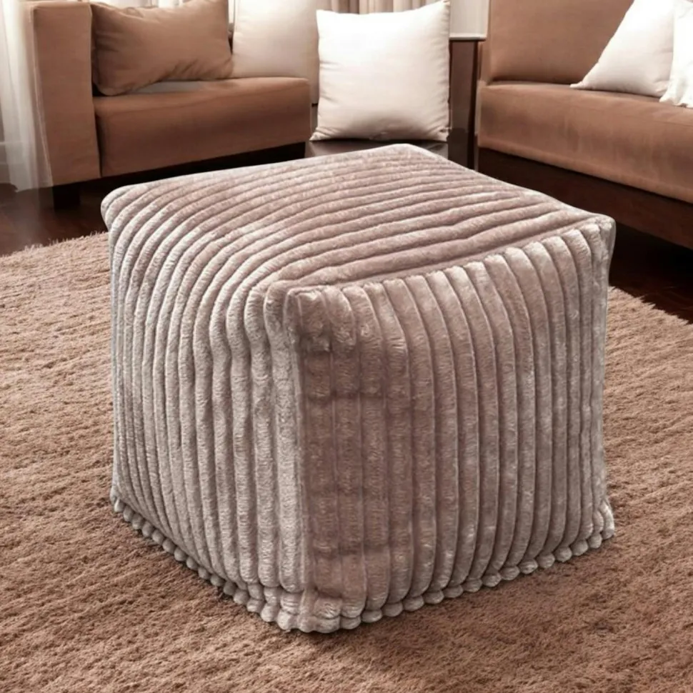 Pouf carré velours grosses côtes camel VISBY