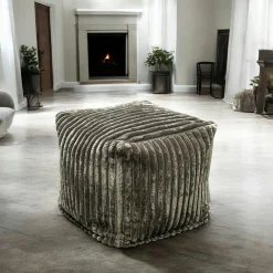 Pouf carré velours grosses côtes kaki VISBY