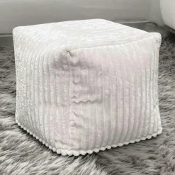 Pouf carré velours grosses côtes blanc VISBY