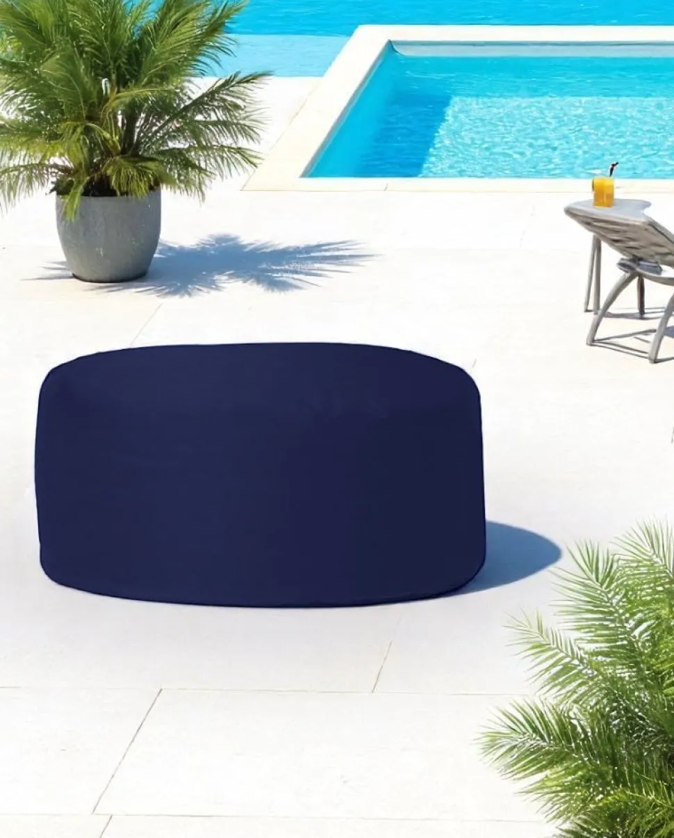 Pouf extérieur imperméable noir - forme ronde ARTA