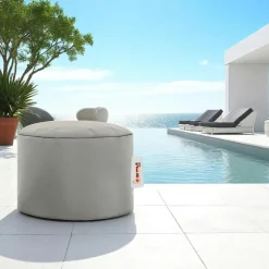 Pouf extérieur imperméable noir - forme ronde ARTA