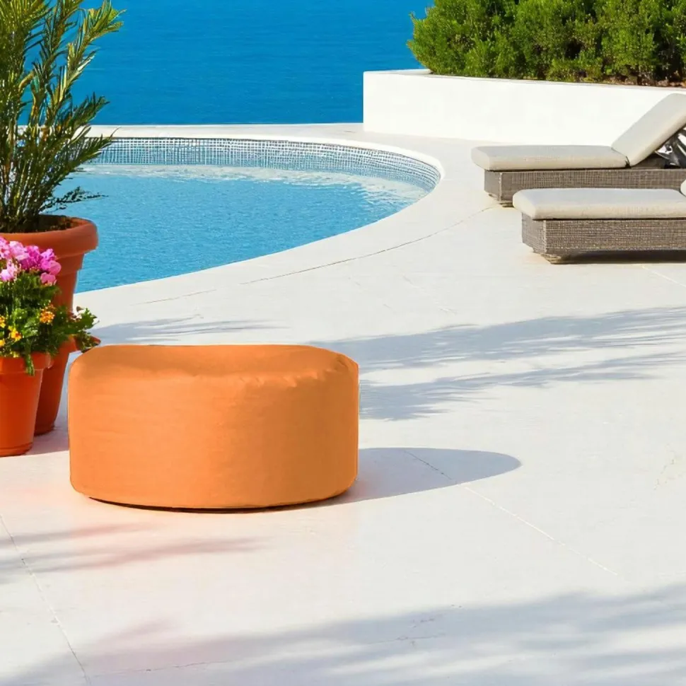 Pouf extérieur imperméable noir - forme ronde ARTA