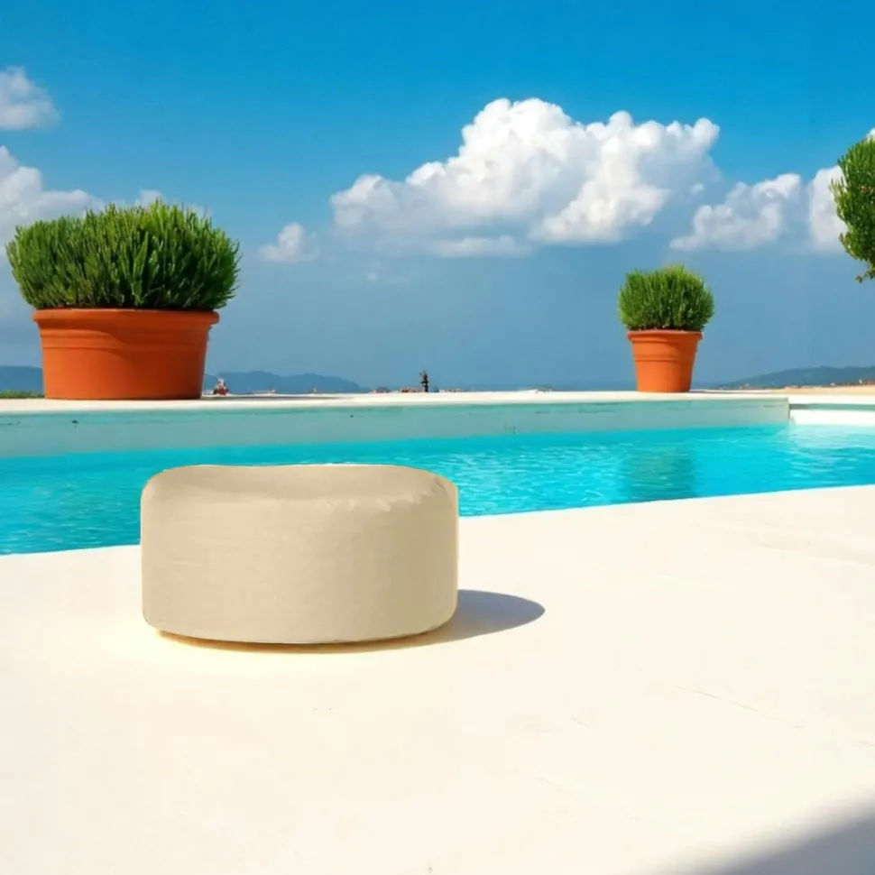 Pouf extérieur imperméable noir - forme ronde ARTA