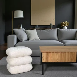 Pouf pivotant gris foncé effet coussins empilés IENA