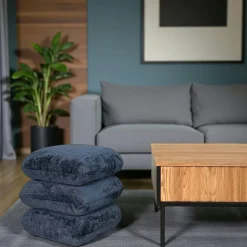 Pouf pivotant gris foncé effet coussins empilés IENA