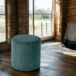 Pouf rond velours côtelé blanc (lot de 2) MALMOE