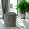 Pouf rond velours côtelé gris (lot de 2) MALMOE