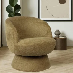 Pouf rond velours côtelé rouille (lot de 2) MALMOE