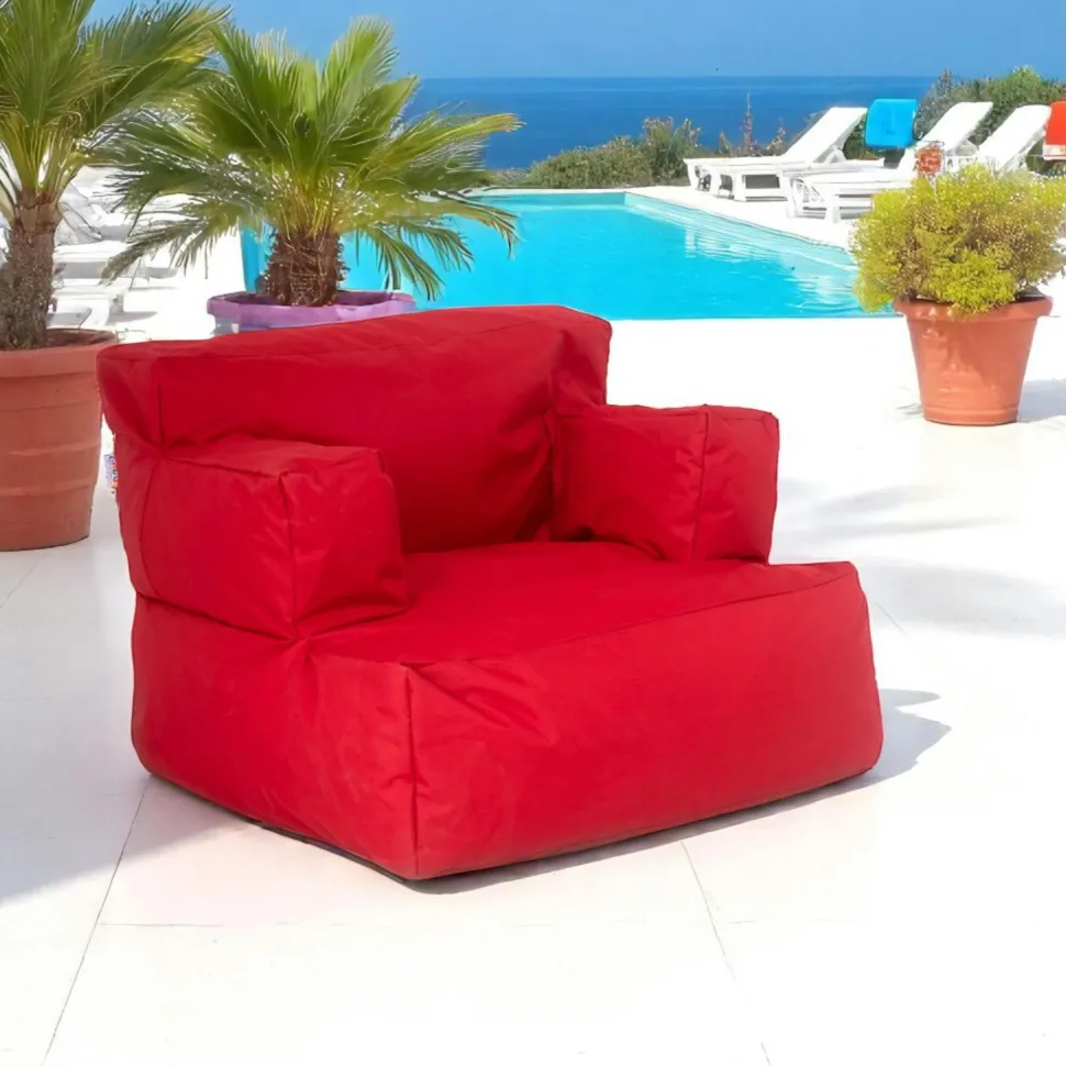 Pouf XXL extérieur avec accoudoirs - noir ARTA