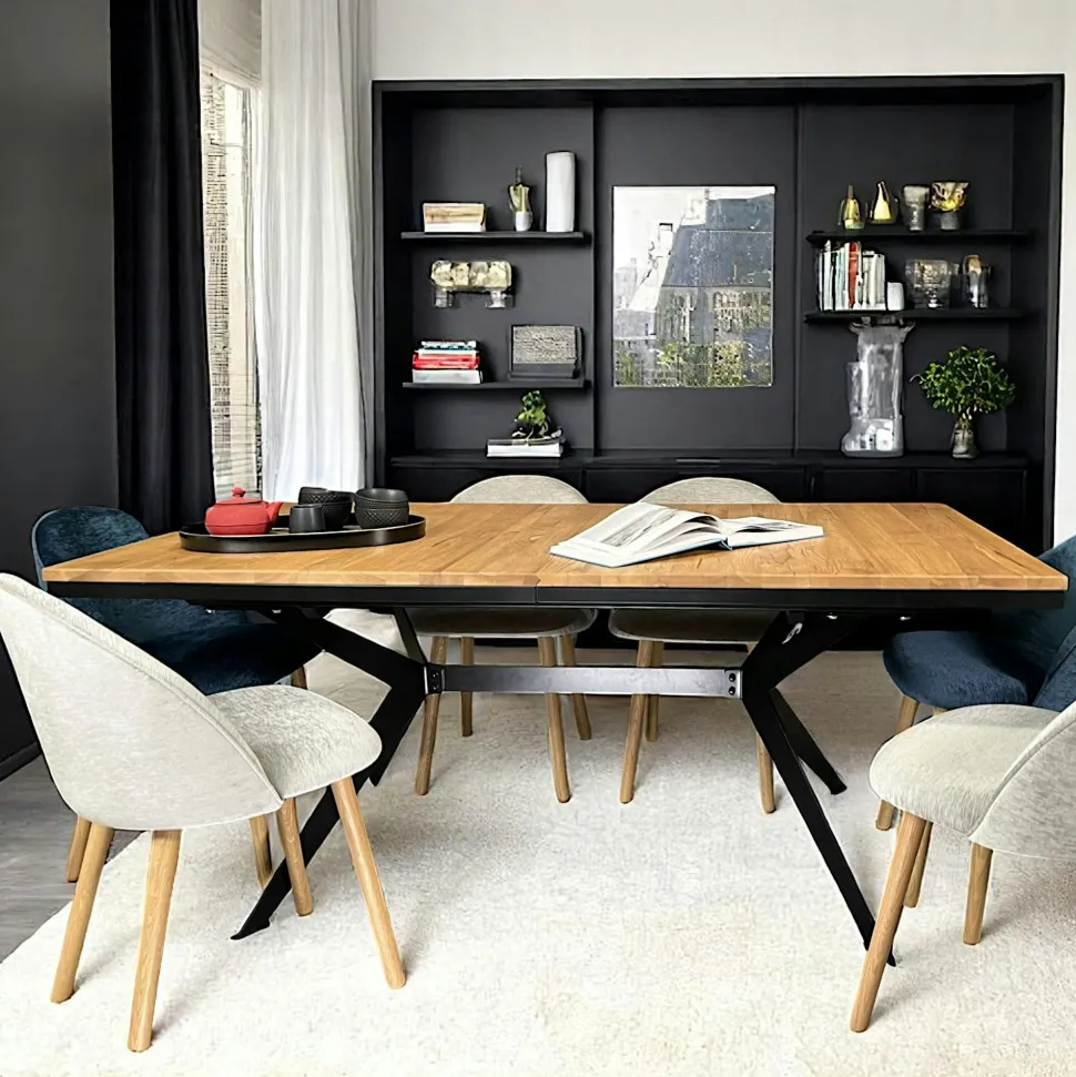 Rallonge en chêne brun pour table 180 cm et 220 cm PALERME