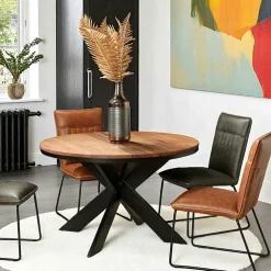 Rallonge pour table ronde extensible en chêne brun 130 cm PALERME (40 cm)