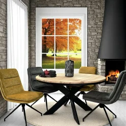 Rallonge pour table ronde extensible en chêne blanc 140 cm PALERME (50 cm)