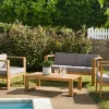 Salon de jardin en teck BERGEN (1 canapé 2 places, 2 fauteuils, 1 table basse)