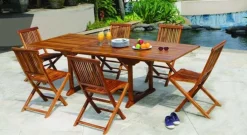Salon de jardin en teck huilé Table ovale 120/180cm 6 chaises MACAO