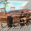Salon de jardin en Teck massif huilé Table extensible 200/300x120x75cm + 8 Chaises MACAO