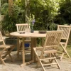 Salon de jardin en Teck table ronde 120cm 4 chaises SUMMER