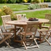 Salon de jardin en teck Table ovale 120/180 cm et 6 chaises Java pliantes SUMMER