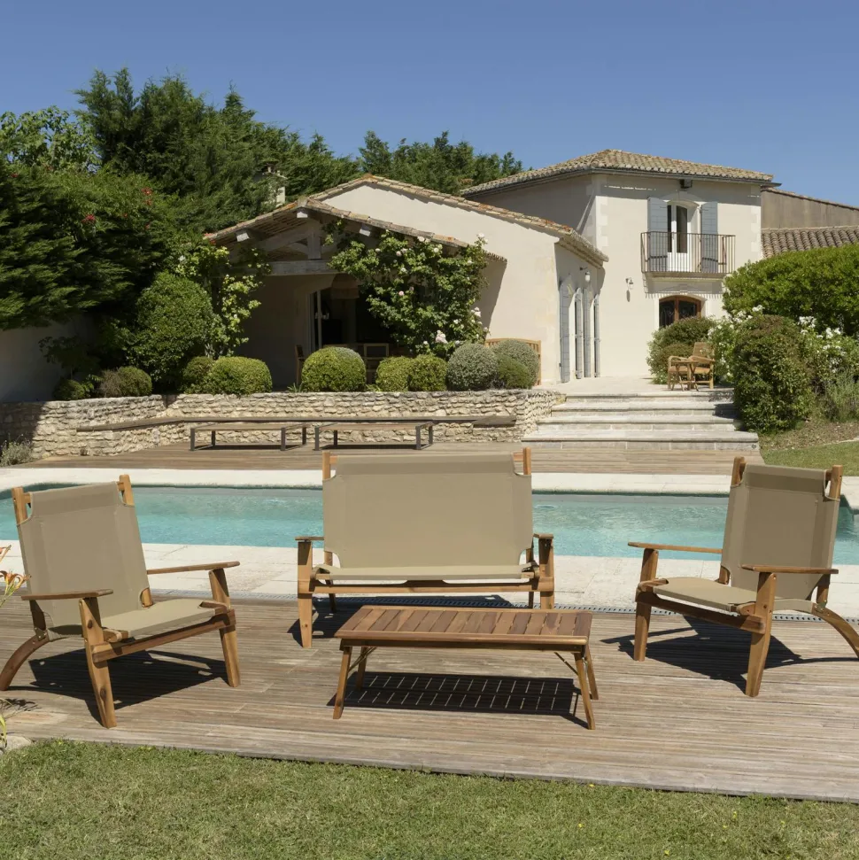 Salon de jardin pliant 2 places en bois d'acacia BAHIA