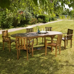 Salon de jardin table + chaises en teck massif MACAO